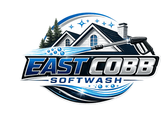 East Cobb Softwash logo: a house being softwashed